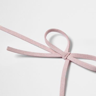 Girls pink choker bow